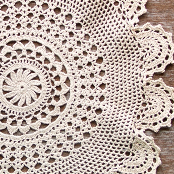 Cream ecru Crochet Vintage Doily