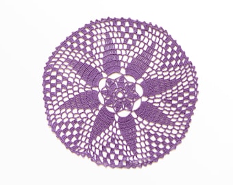 Light purple Circle Crochet doily, hand dyed vintage round Doily FREE SHIPPING