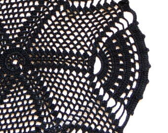 Black Crochet Doily Vintage hand dyed Doily
