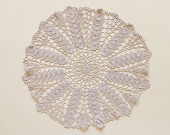 Cream Circle Crochet doily beige vintage round Doily FREE SHIPPING ecru shabby table decor