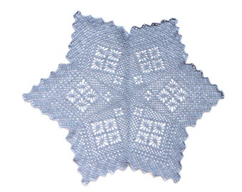 Grey star Crochet doily, hand dyed vintage Doily FREE SHIPPING