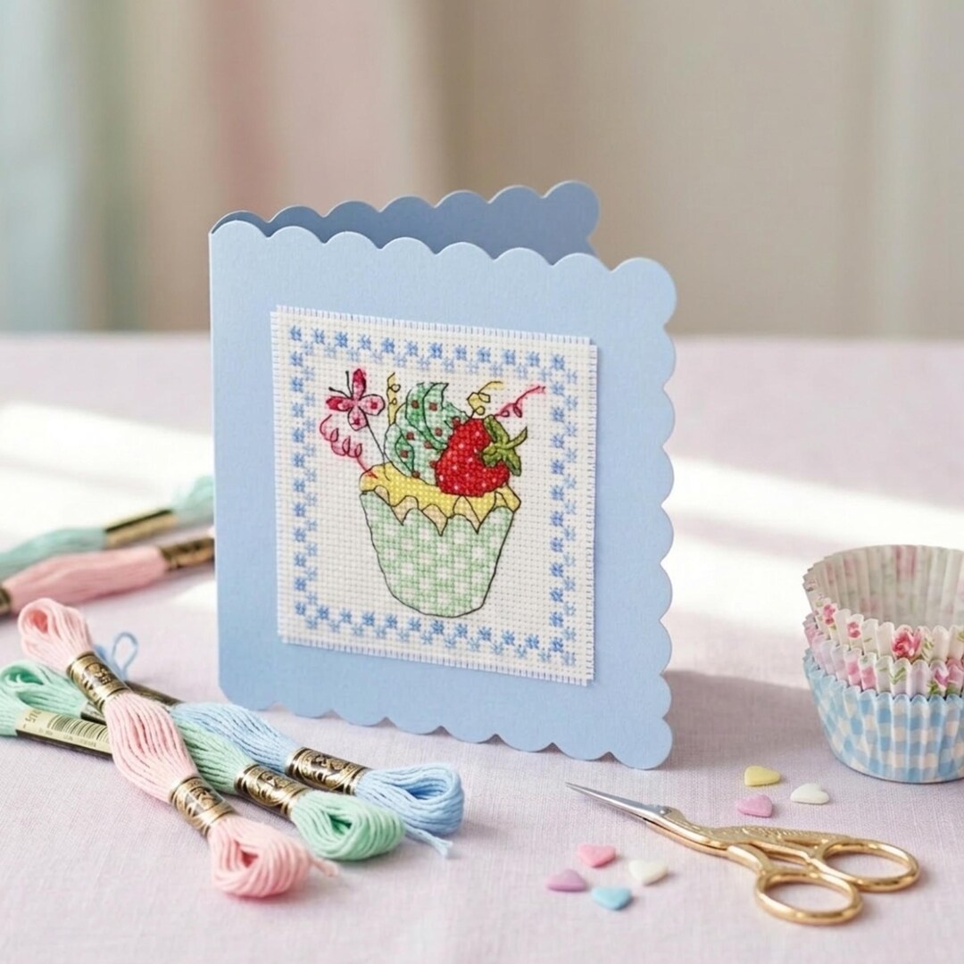 Cupcake Cross Stitch Card Patterns – Set of 4 PDF | Cute Baking ...