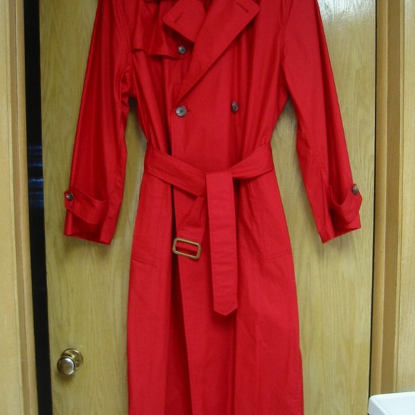 vintage red polished cotton 'Ralph Lauren'  raincoat . . .  ladies size 10 . . . . never worn