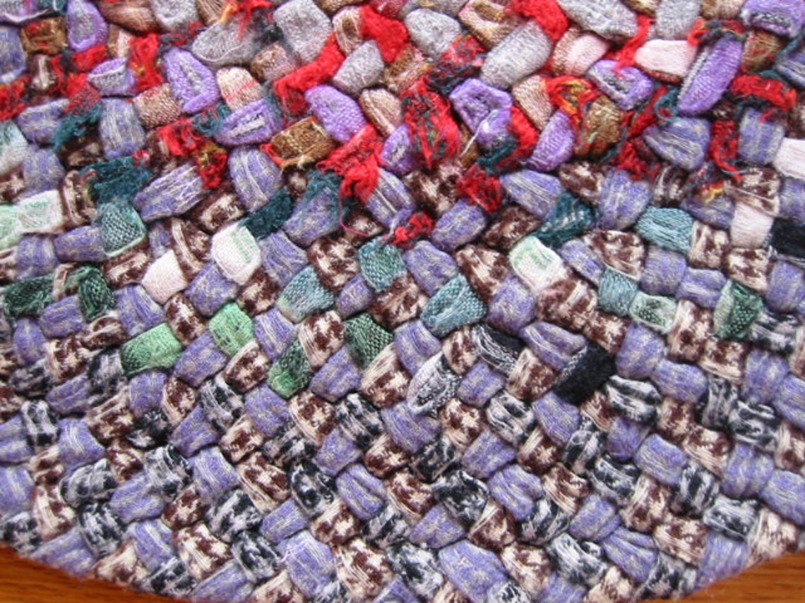 Vintage hand braided rug/mat/bench cover/wall hanging . . Etsy