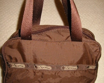 vintage brown LeSportsac makeup case/cosmetic bag with handles - like new condition