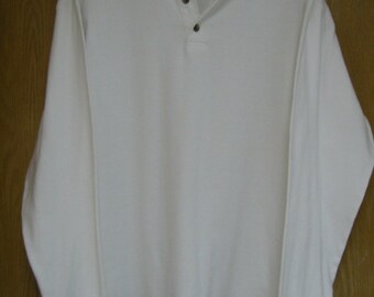 vintage mens white cotton henley by 'Structure' . . . . size large . . .  gently worn . . .  100% cotton