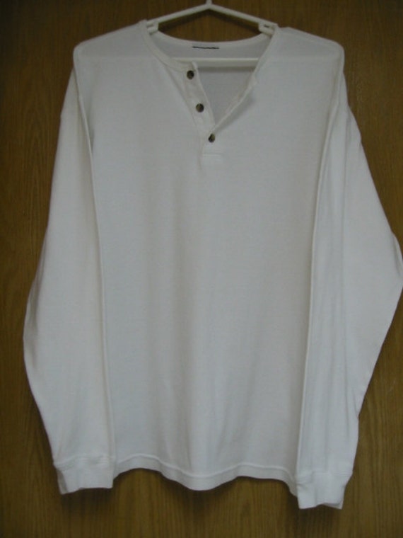 vintage mens white cotton henley by 'Structure' . 