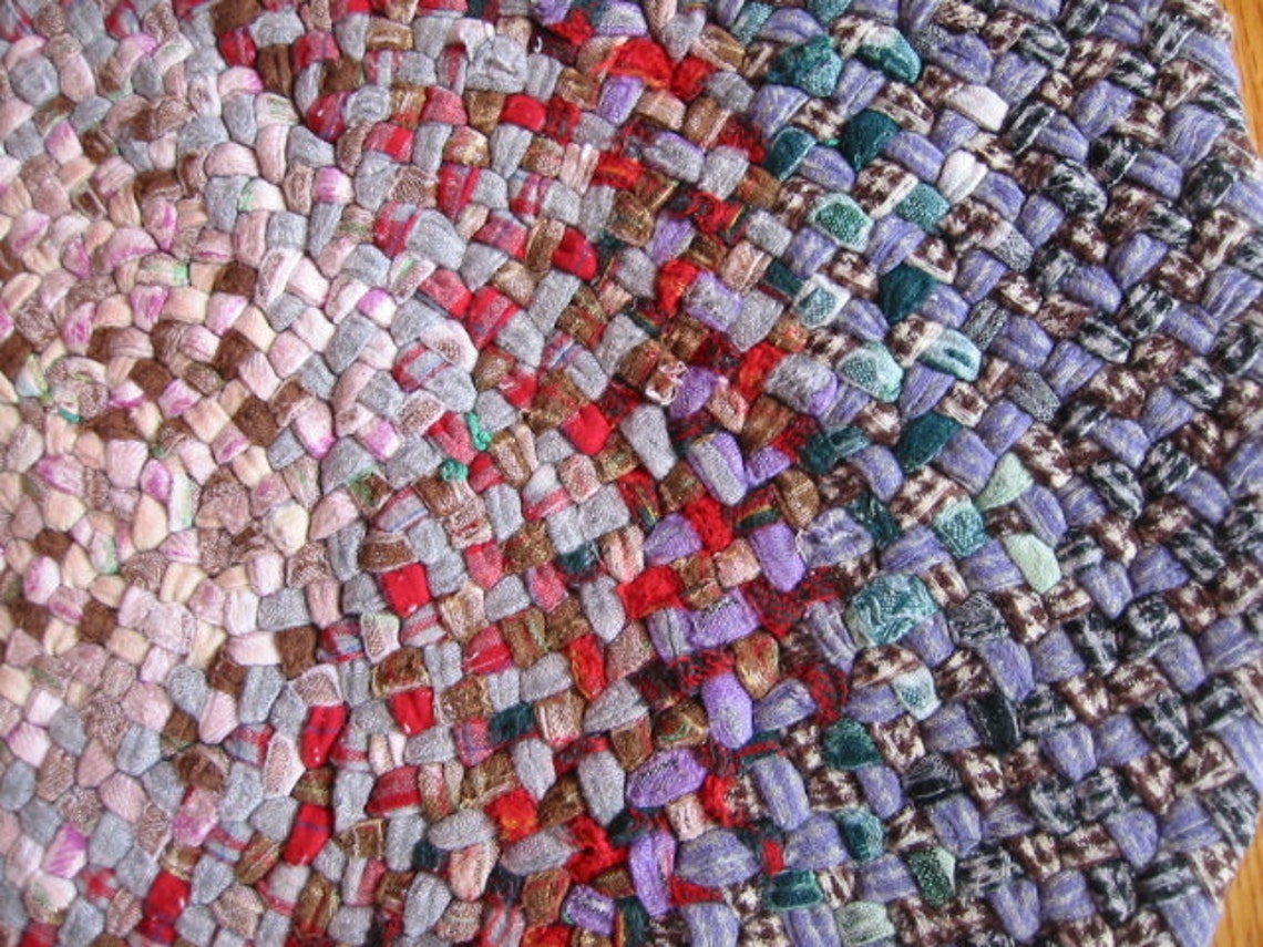 Vintage hand braided rug/mat/bench cover/wall hanging . . Etsy