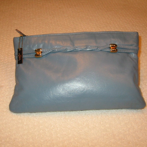 vintage blue Letisse leather clutch