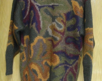 vintage olivewood combo Linda Allard for Ellen Tracy mohair cardigan sweater . . .size small