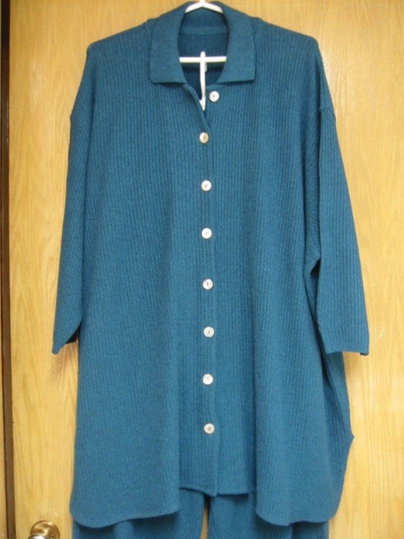 womens size 3X excellent condition never worn vintage /'Stephanie Schuster/' teal blue cardigan sweatermatching cropped pants