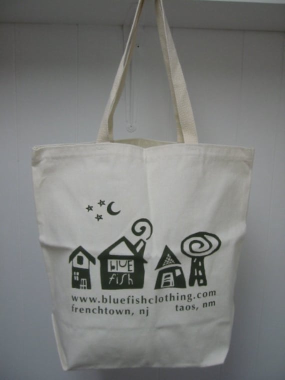 vintage large canvas tote bag by 'Blue Fish' . . p