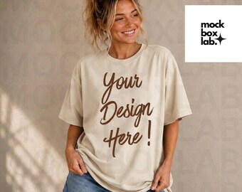 Comfort Colors 1717 Ivory Shirt Mockup C1717 Summer Lifestyle Mockup Pinterest Beach Model Trendy Oversized T-shirt Mockup Digital Download