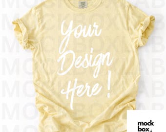Comfort Colors C1717 Butter T-Shirt Flat Lay Mockup C1717 Butter Shirt Mockup Simple Neutral Shirt Basic Plain Shirt Mockup Digital Download