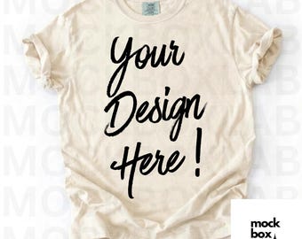 Comfort Colors C1717 Ivory T-Shirt Flat Lay Mockup C1717 Ivory Shirt Mockup Simple Neutral Shirt Basic Plain Shirt Mockup Digital Download