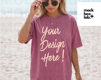 Comfort Colors 1717 Berry Mockup C1717 Summer Lifestyle Mockup Pinterest Model Influencer Trendy Beach Berry T-Shirt Mockup Digital Download