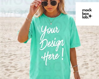 Comfort Colors 1717 Island Reef Mockup C1717 Summer Lifestyle Mockup Pinterest Model Influencer Trendy Beach T-Shirt Mock Digital Download