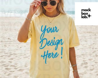 Comfort Colors 1717 Butter Mockup C1717 Summer Lifestyle Mockup Pinterest Model Influencer Trendy Streetwear Shirt Mock Digital Download