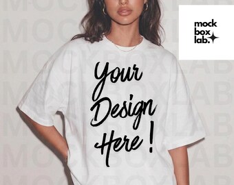 Oversized White T-shirt Mockup Comfort Colors C1717 Bella Canvas 3001 Gildan 64000 Urban Lifestyle Mockup Trendy Tee Mockup Digital Download