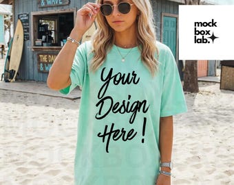 Comfort Colors C1717 Mint T-shirt Mockup 1717 Mint Shirt Mock Pinterest Aesthetic Tee Cozy Summer Boho Green T-shirt Mockup Digital Download