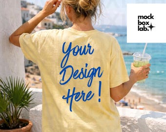 Comfort Colors 1717 Butter Tshirt Back Side Mockup C1717 Shirt Back Mock Summer Vibes C1717 Mockup Trendy Yellow Shirt Mock Digital Download