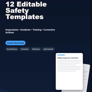 Editable Safety Templates Pack | Small Business, Contractor Forms (Digital Download)