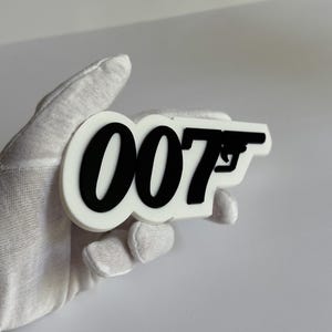 007 thème d'espionnage | Décoration de bureau imprimée en 3D, oeuvre d'art cinématographique en noir et blanc