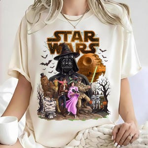 Immagini PNG di Star Wars per Halloween, clipart spettrale della Morte Nera per dolcetto o scherzetto, design di costumi di simpatici personaggi di Star Wars, file per sublimazione