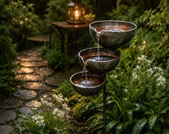 Arrosage en cascade en métal pour abeilles, piquet d'eau de jardin, fontaine décorative zen