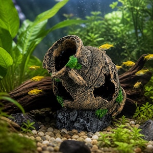 Resin Broken Pot Aquarium Cave Decoration, Realistic Fish Tank Hideout, Aquascape Decor