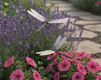 Sparkling Dragonfly Garden Stake | Metal Outdoor Yard Art Decoration