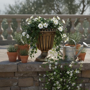 Bronze Garden Urn Planter | Classic Pedestal Pot for Outdoor Patio Decor