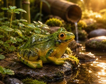 Resin Frog Statue, Realistic Pond Decor, Fairy Garden Ornament, Cottagecore Miniature