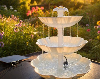 Fuente solar para pájaros, cascada de 3 niveles, decoración de jardín.