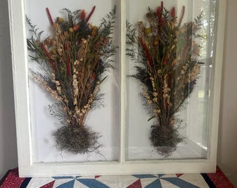 Vintage handgefertigte Fensterrahmen Wandbehang