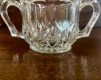 Vintage Bartlett-Collins Clear Glass Creamer & Open Sugar Bowl Set – Diamond Geometric Design