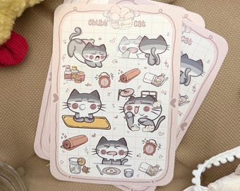 Daily Self Care Routine Sticker Sheet | Cozy Chubby Cat Stickers ...