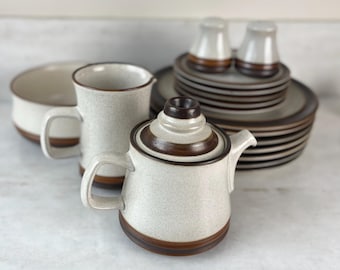 Vintage Denby 1970s Potter’s Wheel Stoneware - Parchment (17 Pieces)