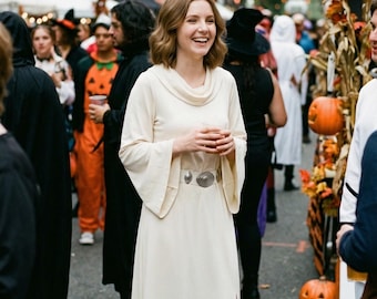 White Sci-Fi Princess Costume with Wig – Space Rebel Cosplay Dress