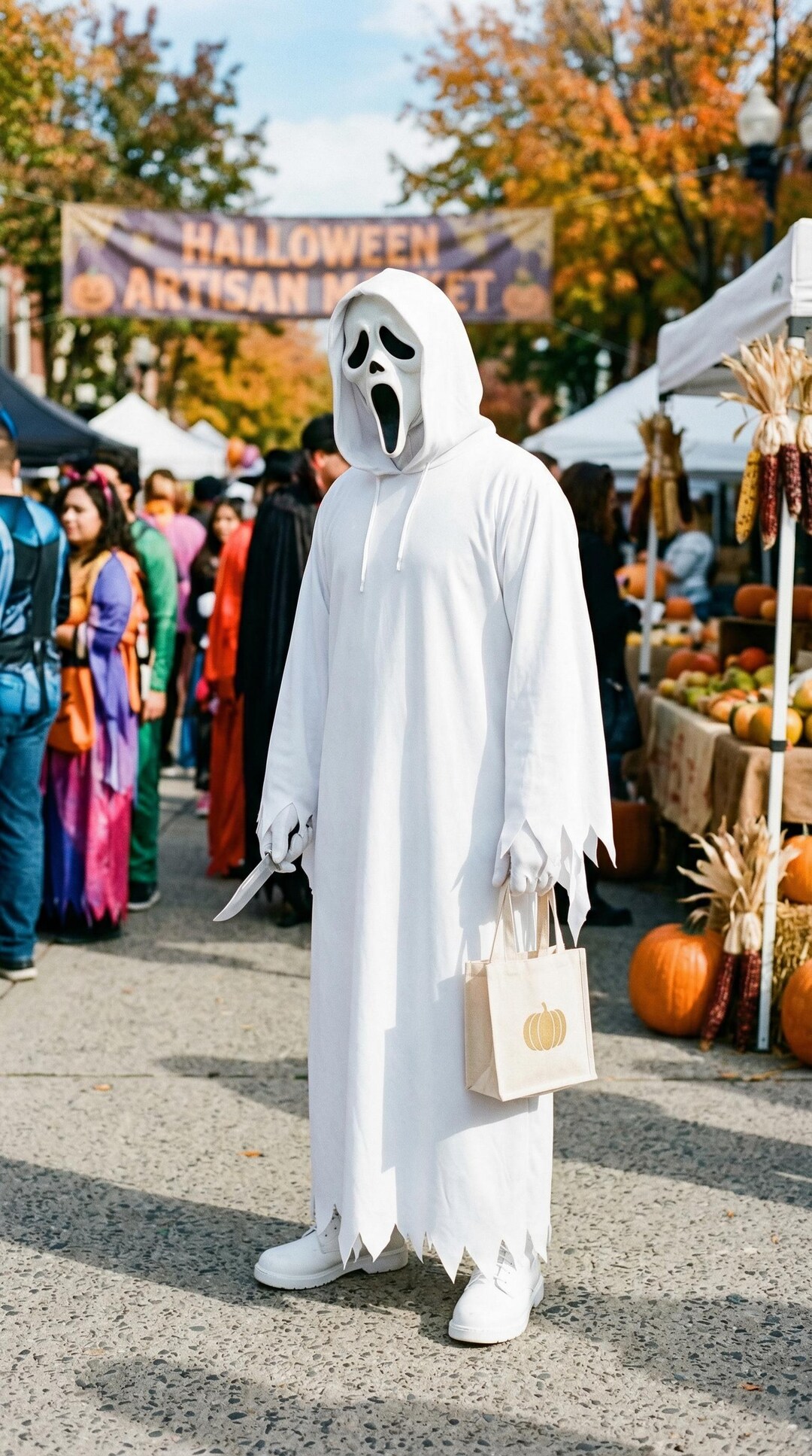 Slasher Robe Classic White Slasher Costume – Horror Ghost Mask & Robe Cosplay Set ...