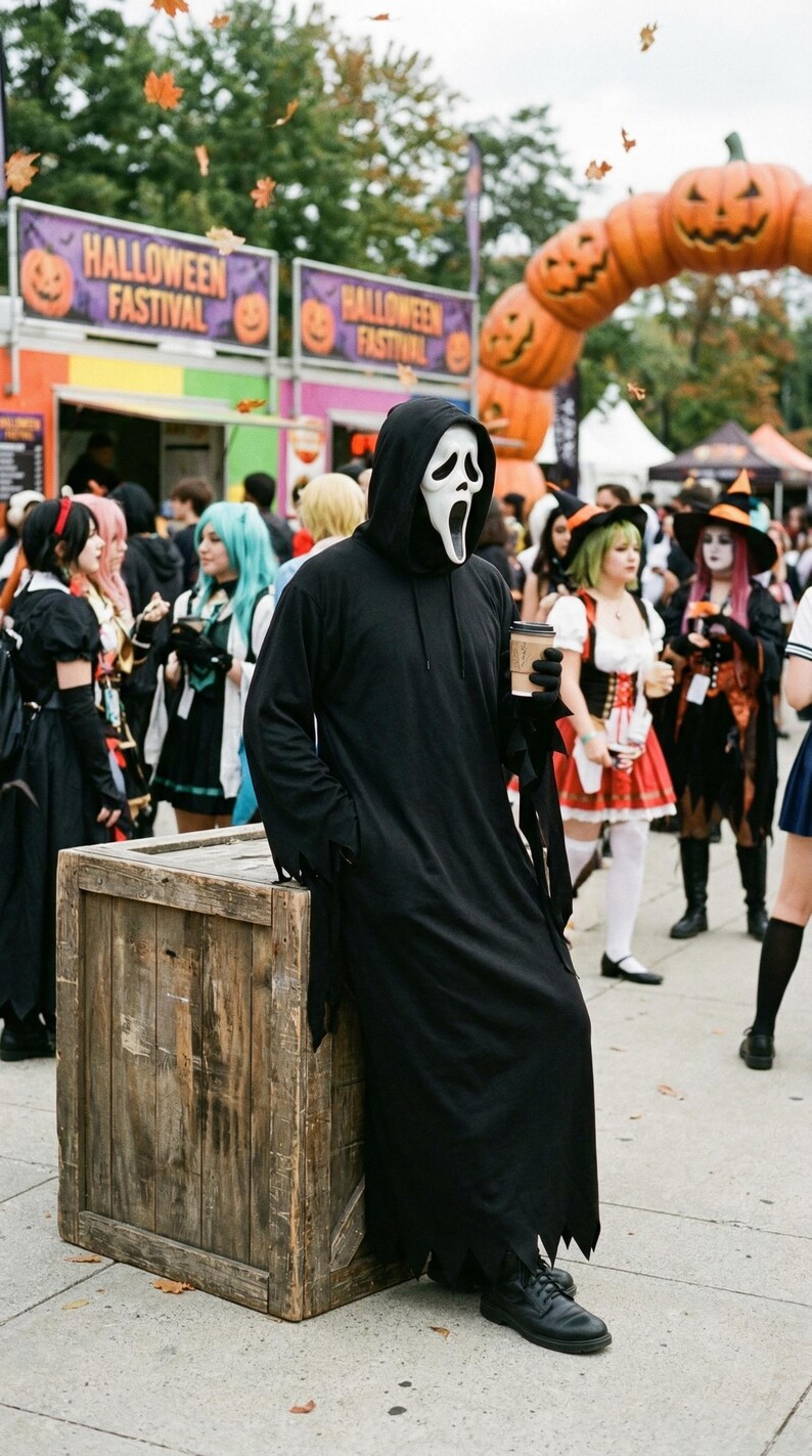 Slasher Robe Horror Slasher Costume With Mask – Classic Hooded Robe Cosplay Set - Etsy