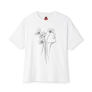 Floral Line Art Face Tee | Boxy T-Shirt