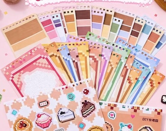 Kit de livro de adesivos Pixel Art – Alternativa às contas Perler sem ferro de passar, artesanato faça você mesmo para crianças e adultos, adesivos Pixel reutilizáveis, brinquedo para viagens