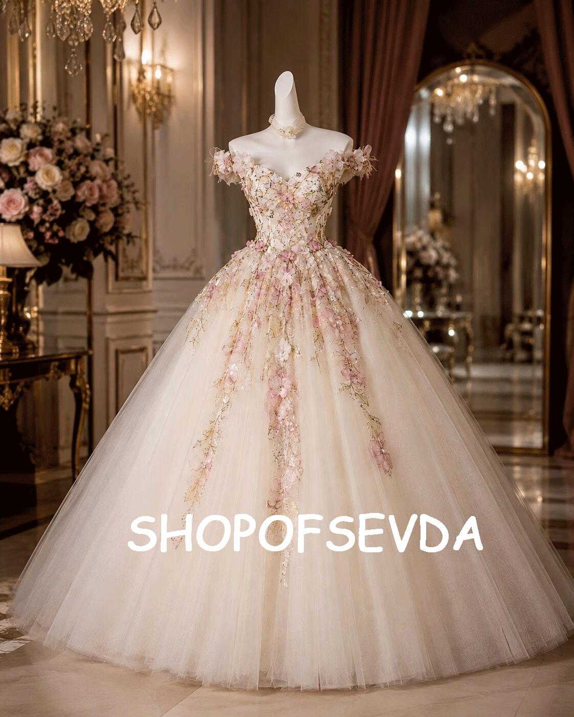 Blush Pink Floral Ball Gown