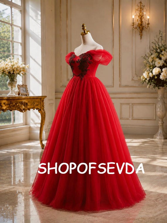 burgundy quince dresses off the shoulder Prom Dress, Black Lace Applique Ball Gown, Sweetheart Tulle Evening Dress, Formal Gown, Quinceanera Dress, Custom Size Black Color Length Size:42x34 Non Prom dresses Brown Cocktail Dresses |