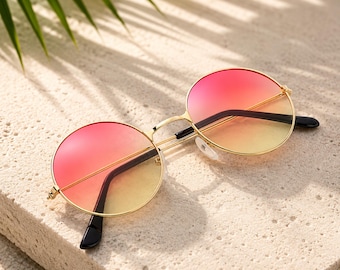 Lunettes de soleil rondes rétro en métal Lunettes de soleil circulaires vintage pour hommes et femmes