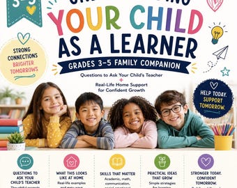 3-5 Entendiendo a su hijo como aprendiz / Guía para padres de 3.º a 5.º grado / Preguntas para maestros de fin de año / PDF imprimible para el aprendizaje de verano