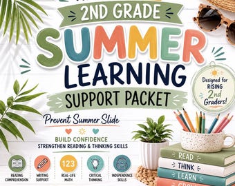 Paquete de apoyo para el aprendizaje de verano para estudiantes que pasan a segundo grado / Prevención del retroceso académico durante el verano / Actividades de aprendizaje familiar y apoyo para la comprensión lectora