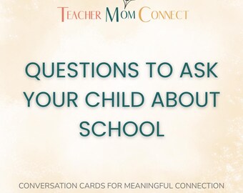Preguntas para hacerle a tu hijo/a sobre la escuela / Tarjetas de conversación para niños / Material imprimible para padres e hijos