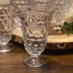 Set di 6 Americani di Fostoria Tea Water Glass / Stem Glassware 2056 / Vintage Glassware Set Barware / Diamond Cube Cubist / Goblet Tumbler